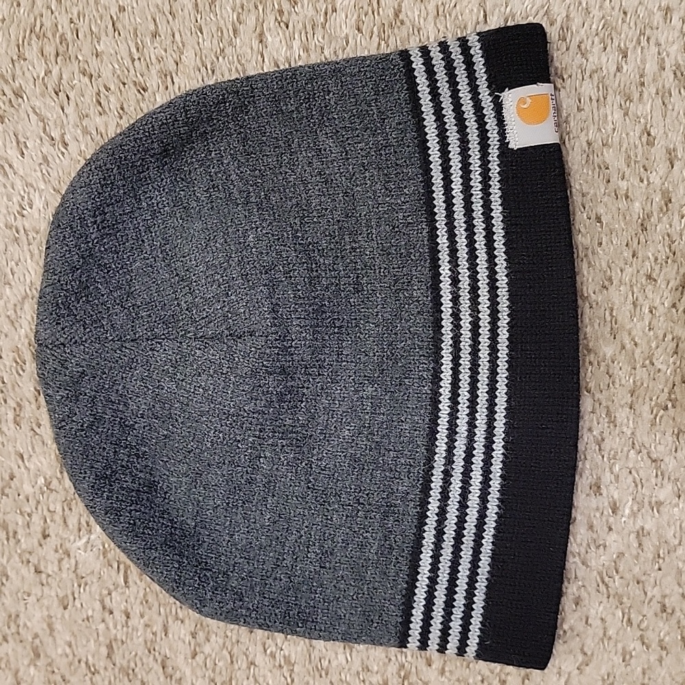 Carhartt Heather Grey Striped Beanie - Picture 4 of 4